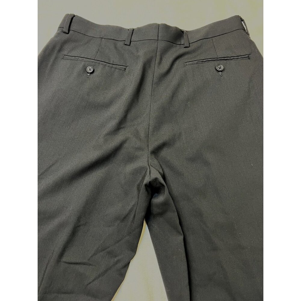 Savile Row Co. London 33R Black 100% Wool Pleated Cuff Dress Pants Preppy Formal - Picture 3 of 16